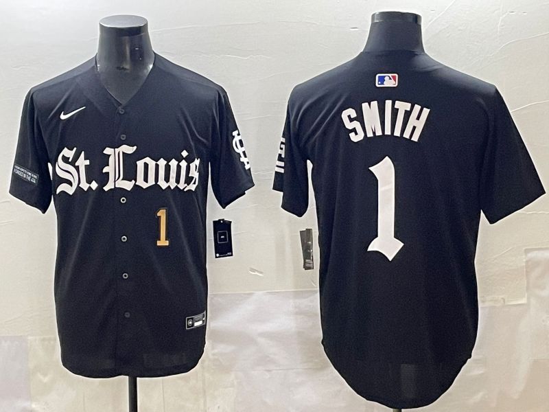 Men 2025 St.Louis Cardinals #1 Smith Black Five generations Joint Name Nike MLB Jersey style 10->st.louis cardinals->MLB Jersey